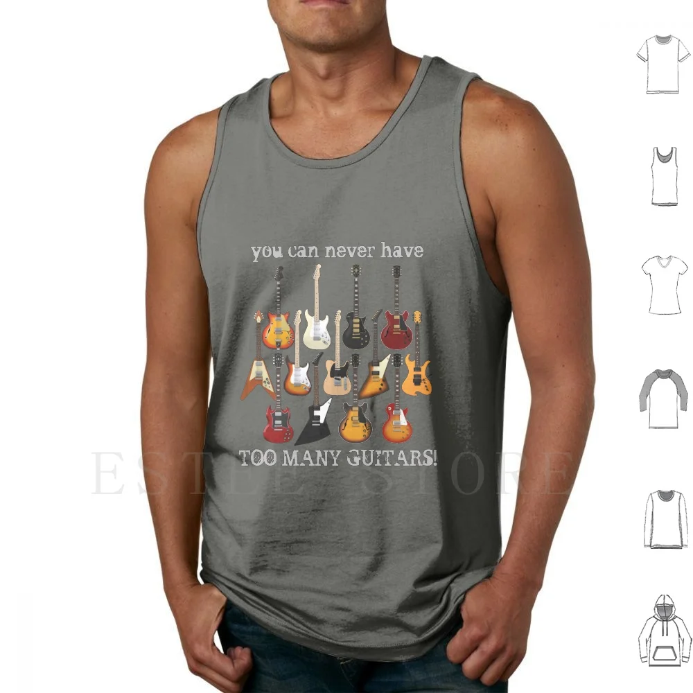 ¡Demasiados guitarras! Camisetas sin mangas Chaleco sin mangas demasiadas guitarras Stratocaster eléctrico Telecaster Explorer Flying V Hollow Bc