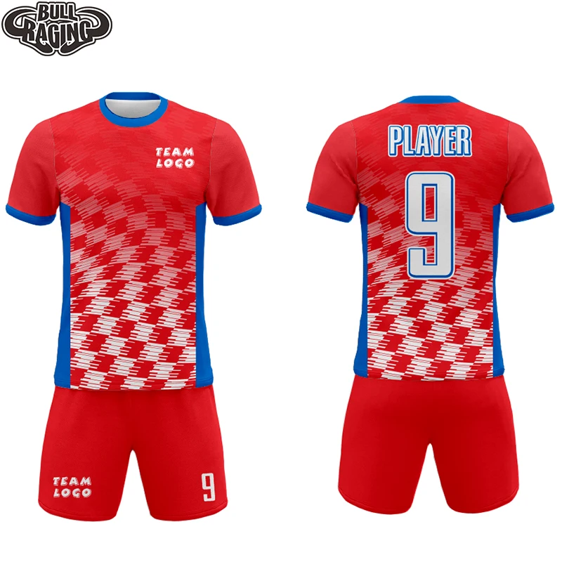 

White Red Color Sublimation All Over Pring Personalise your Own Football Shirt Custom Made Unique Club Football Kits