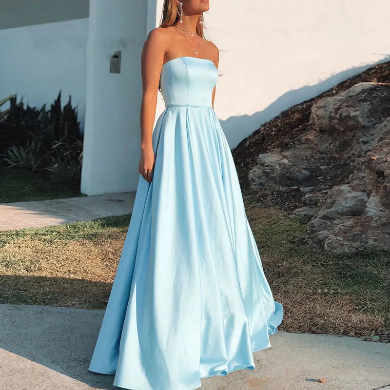 New Style Prom Dresses Sexy Strapless Party Evening Gowns Vestido De Noiva Robe De Soirée De Mariage Playa Formal