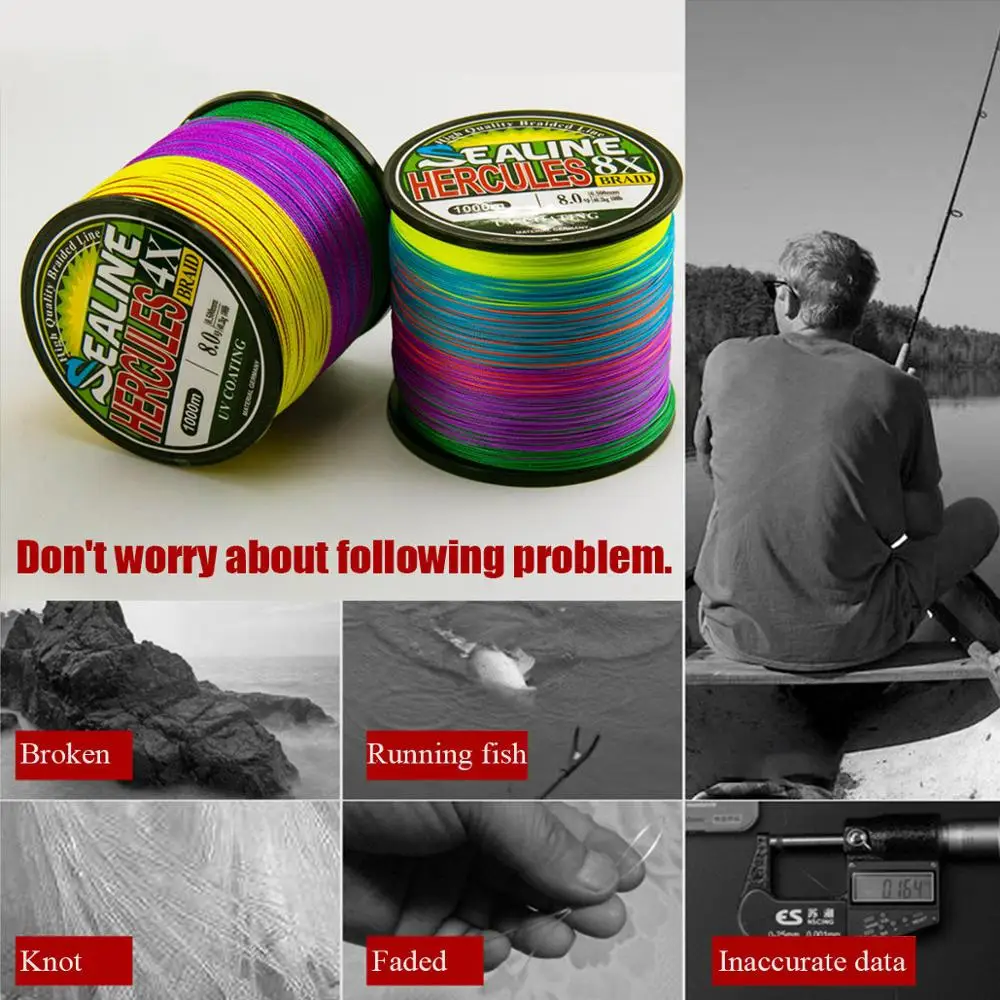 8 Strands Braided Fishing Line 500m Multi Color Super Strong Multifilament PE Braid Line 10LB 20LB 30LB 40LB 100LB 200LB