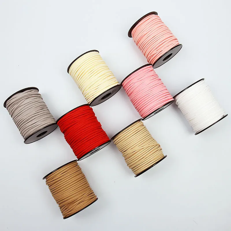 5yards/lot 2.6mm Flat Faux Suede Braided Leather Lace Cord Korean Velvet Leather Handmade Thread String Rope For Jewelry Making