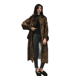 Loose Coats Women's Trench Coat Leopard Print Mid-Length Windbreaker Autumn Thin Korean Zipper Outerwear Coat Tooling Femal