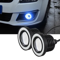 Faro LED COB para coche, Bombilla de Ojos de Ángel, impermeable, luces de conducción diurna, antiniebla, Universal, de 64mm, 76mm, 89mm, 12V, 2 piezas