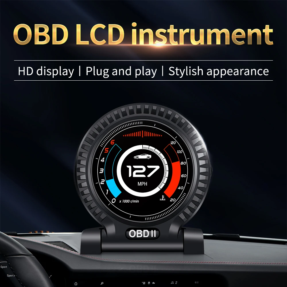 

Compatible Automobile On-board Computer Car Digital OBD 2 HUD Display Speed RPM MPH Fuel Consumption Turbo Temperature Gauge