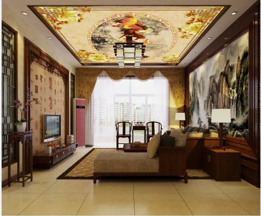 

Eight horses colorful ceilings Mural Living Room Study Bedroom Ceiling Wallpaper De Parede 3D