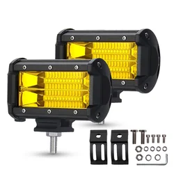 5inch White Yellow LED Light Bar 12V 24V 72W Flood Beam LED Work Light Bar For Off Road Jeep Truck 4x4 Atv Car Fog Light