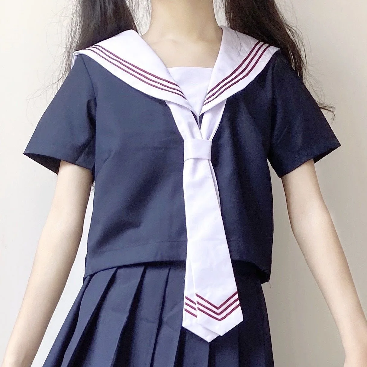 Nuovo vestito da College per ragazze coreane giapponesi JK gonna a pieghe manica corta uniformi scolastiche set Costume scuola ragazza vestito da marinaio nero