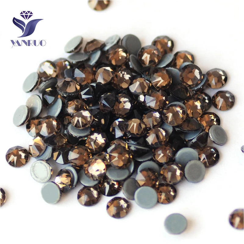 YANRUO 2088HF All Sizes Smoked Topaz Hotfix Crystal Flatback Glass Strass Craft Gems Iron On Rhinestones For Wedding Dress