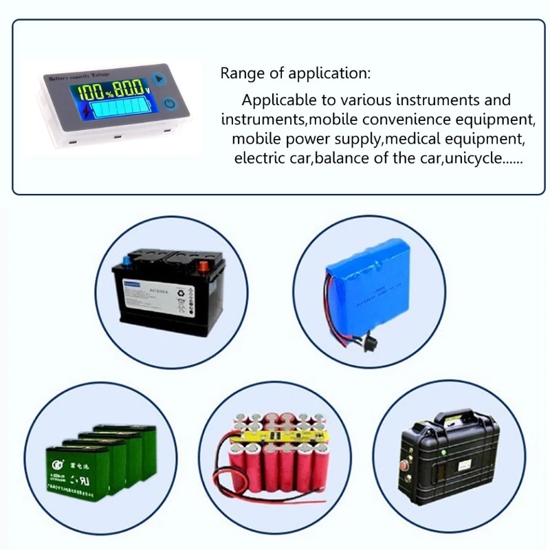 10-100V Universal Battery Tester Capacity Voltmeter Tester Charging System Analyzer with LCD Display Car Lead-acid Indicator