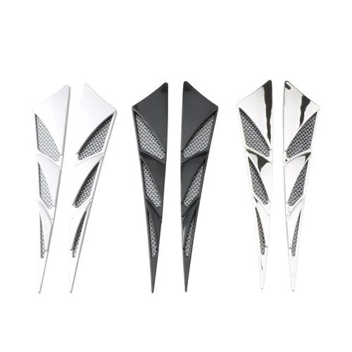 Imagen 2 del producto 1 par de pegatinas para decoración Exterior de coche, cubierta de ventilación de flujo de entrada de aire lateral Universal negra, estilo decorativo para coche