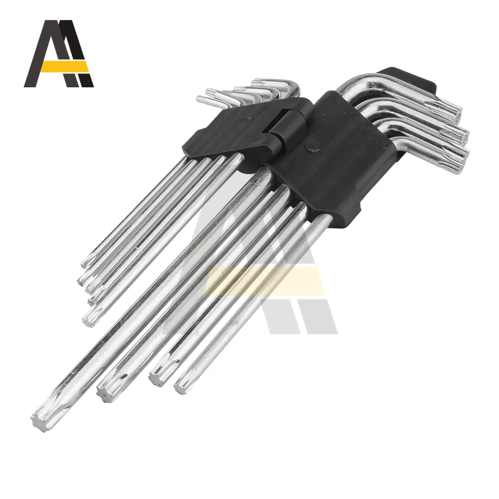 1 Set Allen Key Set Hex Wrench Screwdriver Set Standard Hexagon Spanner Ball End Torx Star Keys Tool L Type 9Pcs Hand Tools Kit