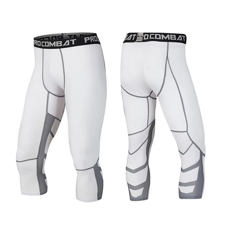 Men Running Full Tights GYM Boy Pants Male Men\'s Basketball Football Exercise Fitness Capri Long Johns 3/4 Legging For Sport 05