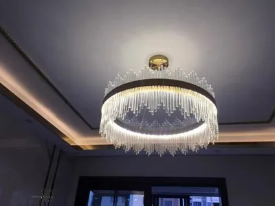 Art Glass Gold Round Oval Chandeliers