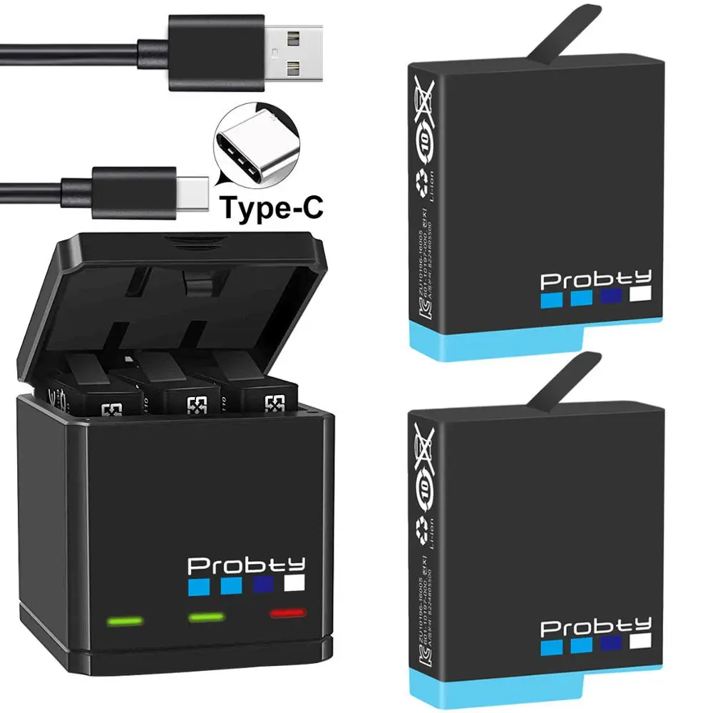 Oryginalna probty dla GoPro Hero 8 hero 7 hero 6 czarne baterie lub potrójna ładowarka do GoPro Hero8Black akcesoria do baterii