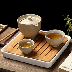 Ceramic Teapot Portable Travel Tea Set Portable Teaware 1 Pot 2 Cup Chinese Gaiwan For Kung Fu Tea Home Coffee Vintage Drinkware