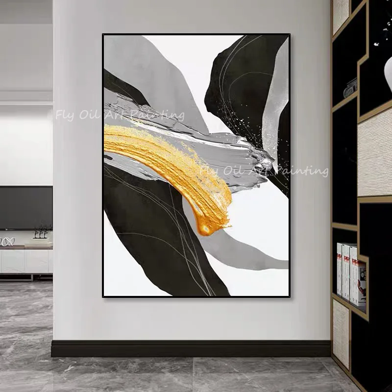 

100% Handmade colorful black and grey canvas modern picture Oil Painting Modern Picture for Living Room Aisle Kitchen Decoration