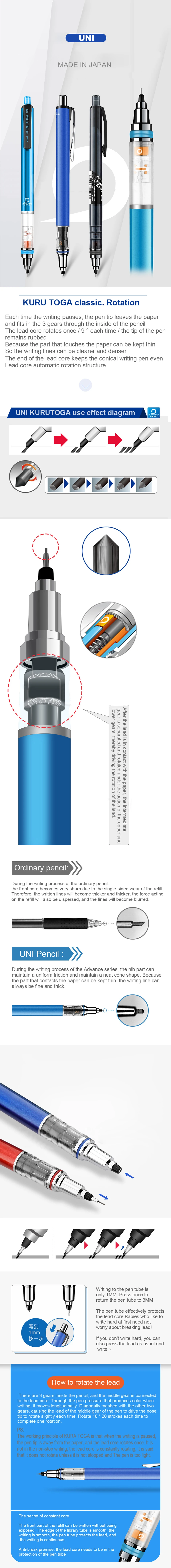 Japan UNI KURA TOGA Druckbleistift 0,5 mm automatische Rotation Zeichnung Spezialstift M5-559 Schreibwaren niedliche Schulbedarf – Detail 1