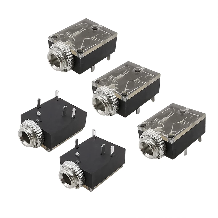 5Pcs 3.5mm 5 Pin Audio Socket Female PCB Panel Mount Connector With Nut Stereo 3.5 mm Headphone Jack PJ-324M