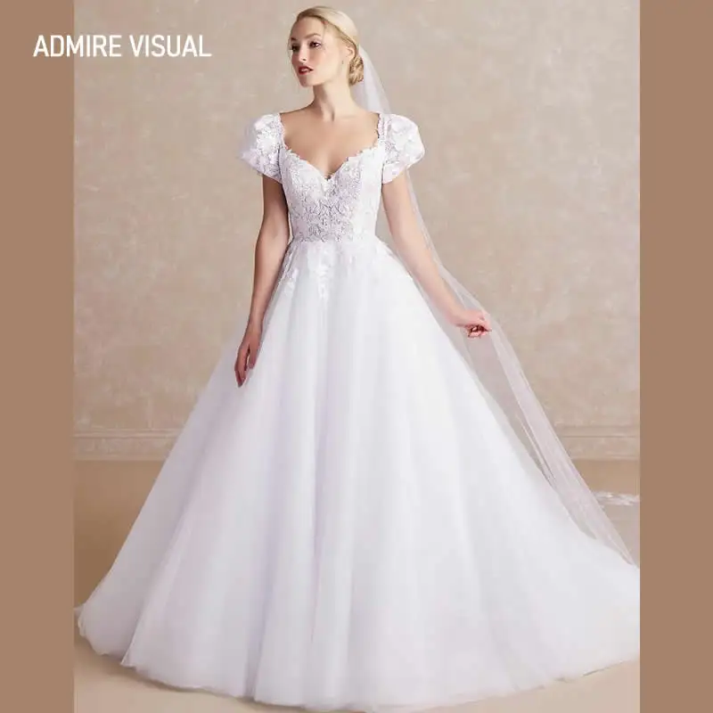 

Newest Wedding Dress A-Line Lace Sweetheart Neckline Princess Sleeves Plus Sizes Bride Gown 2021 Vestidos De Novia