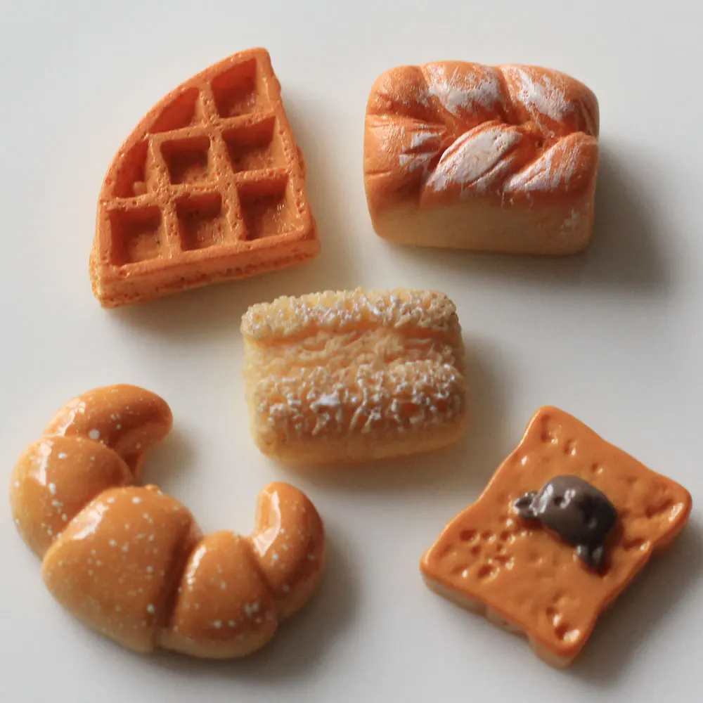 Cute New Croissant Bread Resin Miniature Food Art Cabochons Flatback DIY Craft scrapbooking