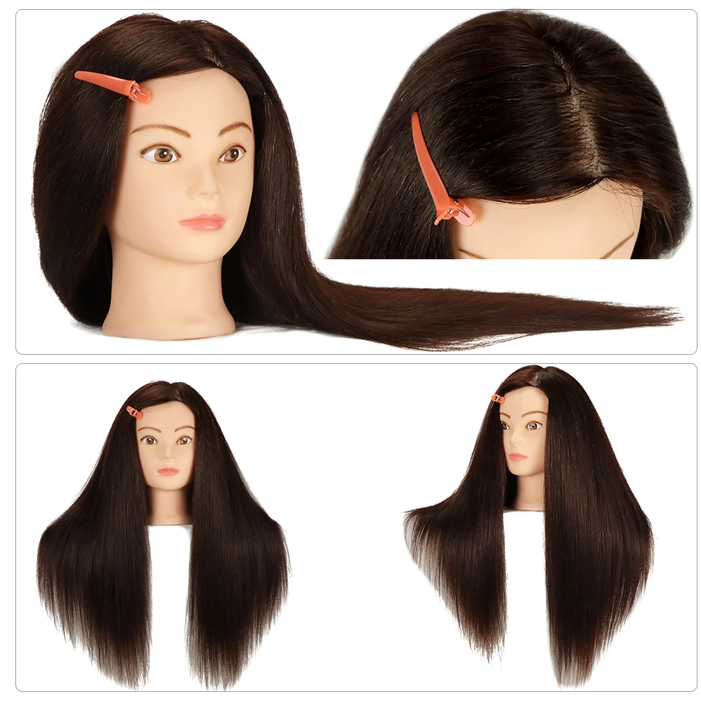 80% Human Hair Mannequin Heads For Hairdresser Practice Hair Styling Training Doll Head Can Practice Curly Hot Iron Straighten