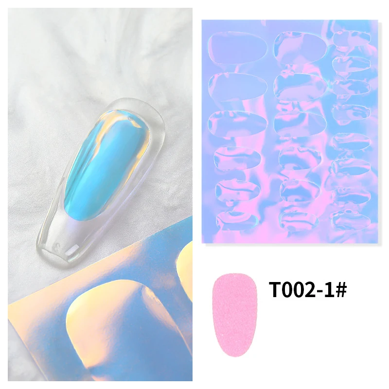 Glitzernde Holographische Aurora-Nagelfolien-Aufkleber mit Eiswürfel- und Papierzerreiß-Effekt, Sommerliche Cellophan-Dekorationsfolien für Glasnägel – Detail 4