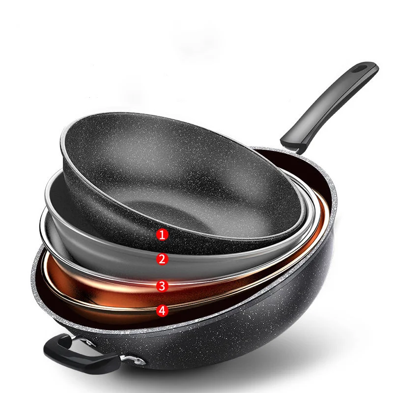 Maifan Stone Wok Non-stick Pan Household Pan Iron Wok No Oily Smoke Cooking Pot with Induction Cooker Gas Stove General Skillet