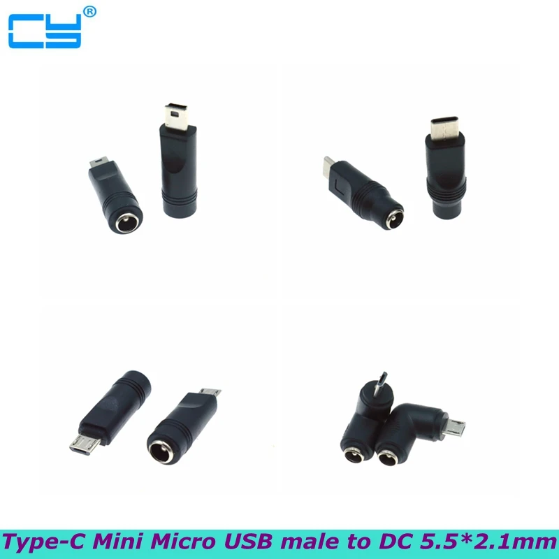 

5 В постоянного тока 5,5*2,1 мм Разъем питания USB 3.1 Тип C USB-C Тип-c 5,5 мм * 2,1 мм Мини-USB Правый и адаптер питания постоянного тока Micro USB