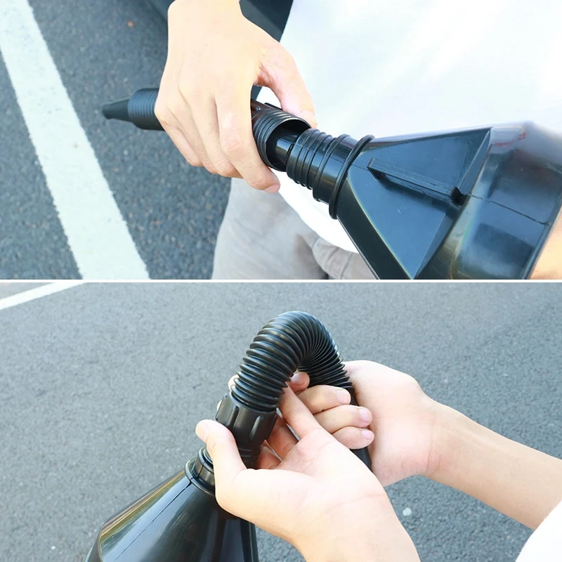 C Black Big Size Car Oiler Funnel Spout Oil Water Fuel Petrol Gasoline Filling Tool Flexible Tube Travel Emergency Tool