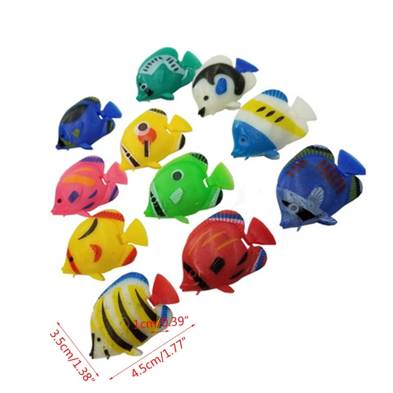 12pcs DIY Floating Plastic Tropical Fishes  Aquarium Decoration Baby Bath Toy