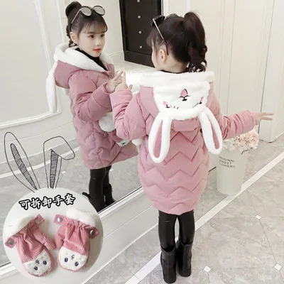 

Girl Winter Cotton Clothing Children Winter Jacket Hooded Warm Girls Kids Coats Girls Cartoon Print Children Down Parka Coats