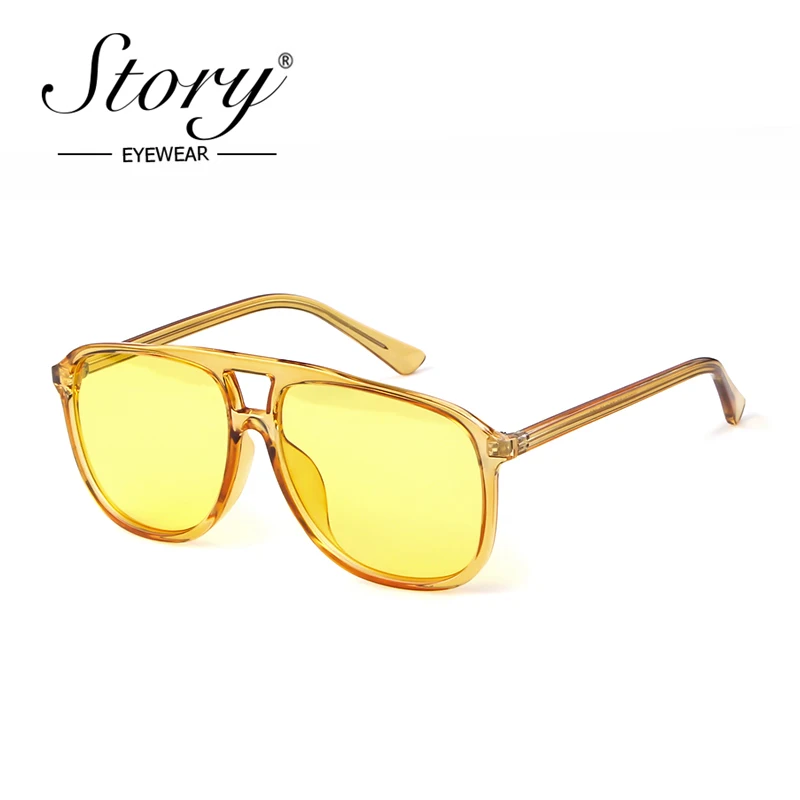 STORY fashion pilot sunglasses women men 2019 brand designer vintage personality double bridge oversized candy eyewear S86183F