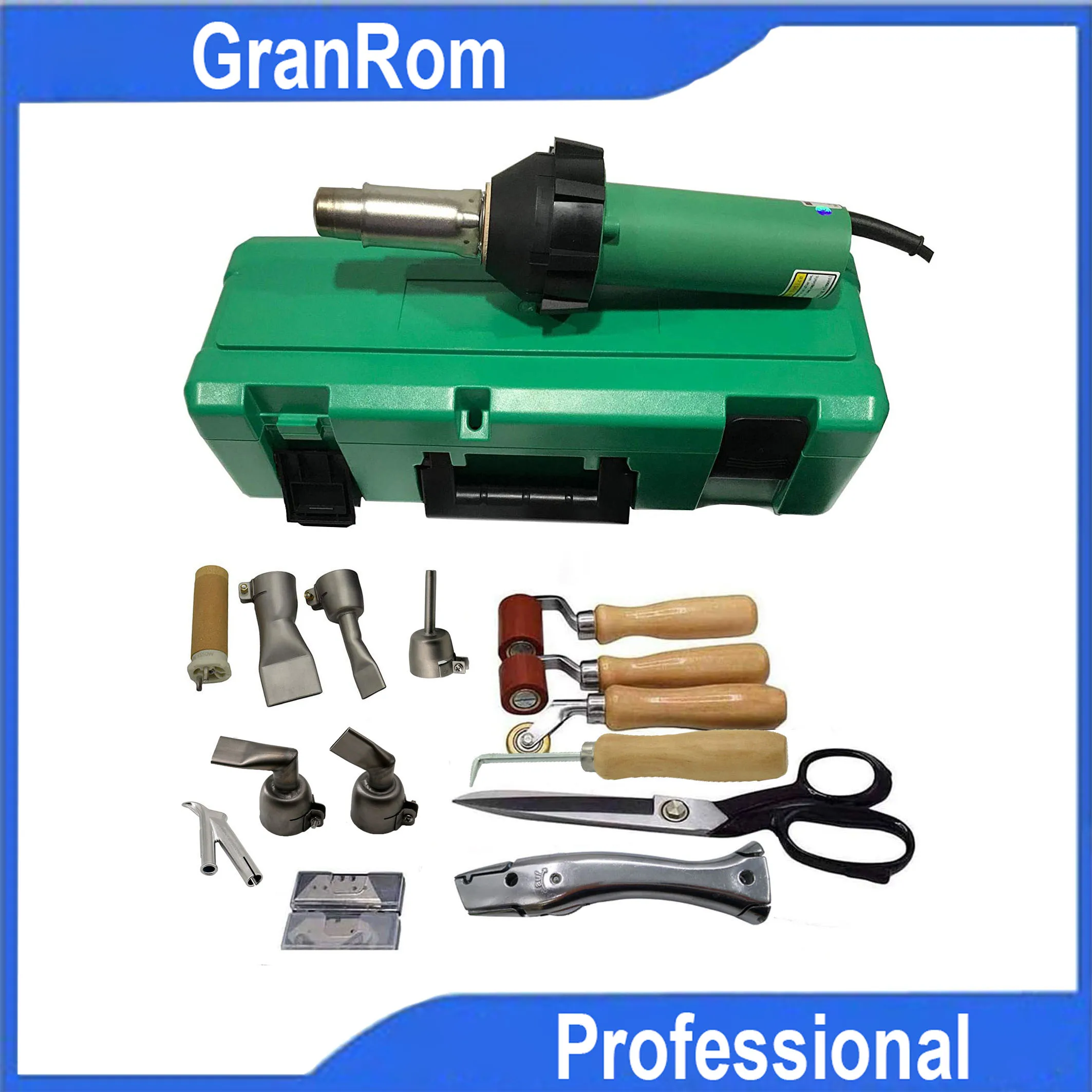 

Professional 1600W Heat Gun Kit Hot Air Blast Torch Plastic Welder for Single Ply Bitumen PVC/TPO Roofing Membranes Welding Tool