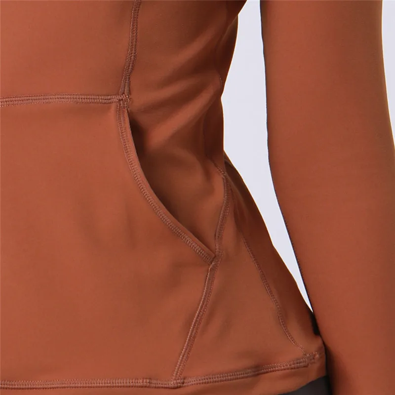 Solid Color Women Sport Jacket Top Stand-up Collar Half Zipper Long Sleeve Fitness Sweatshirt Jacket Yoga Shirt Stretch Gym Coat