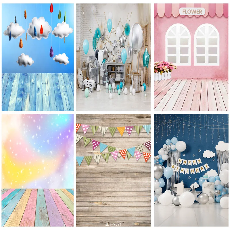 

Children Birthday Photography Backdrops Cartoon Indoor Flowers Baby Portrait Photo Background Studio Props ZLSY-13