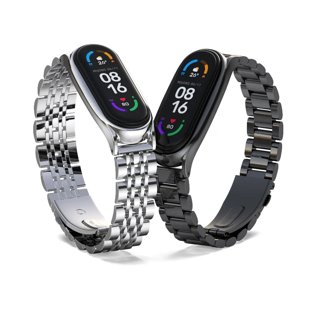 Mi Band 6 5 4 3 Strap For Xiaomi Mi Band 6 Bracelet Mi Band 5 Strap Metal Wristband Pulseira Miband 4 Correa