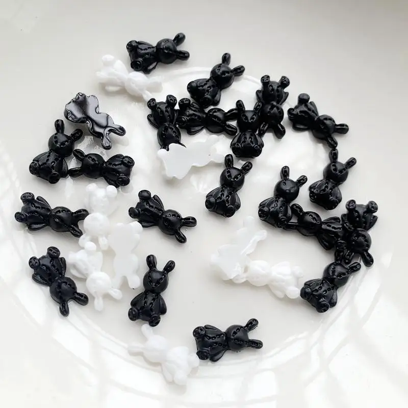 Diy50pcs لطيف ليتل الأرنب الأبيض الراتنج شقة الظهر مسمار الفن ديكور مسمار لوازم الهاتف شقة الظهر