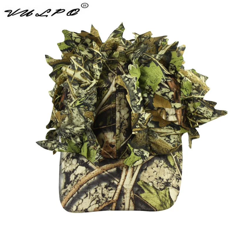 Outdoor Tactical Camouflage Cap With Bionic Leaf Camo Hunting Hat Sniper Hidden Jungle Hat