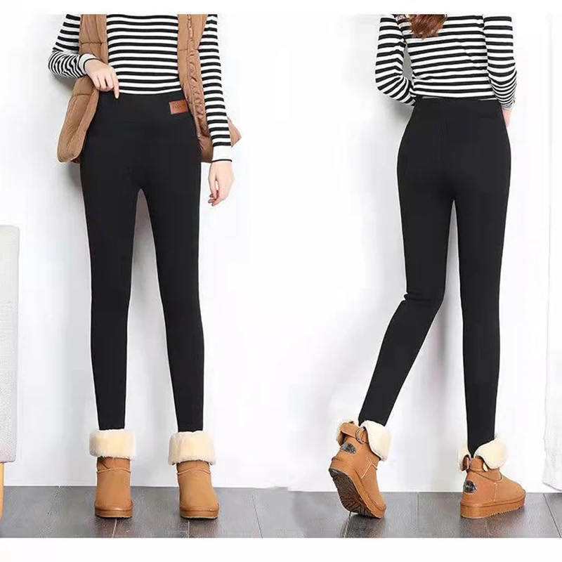 Leggings ฤดูหนาวผู้หญิงกำมะหยี่ขนแกะเย็นทน Leggins เอวสูง Skinny ความร้อนกางเกง2021ยืดสบาย