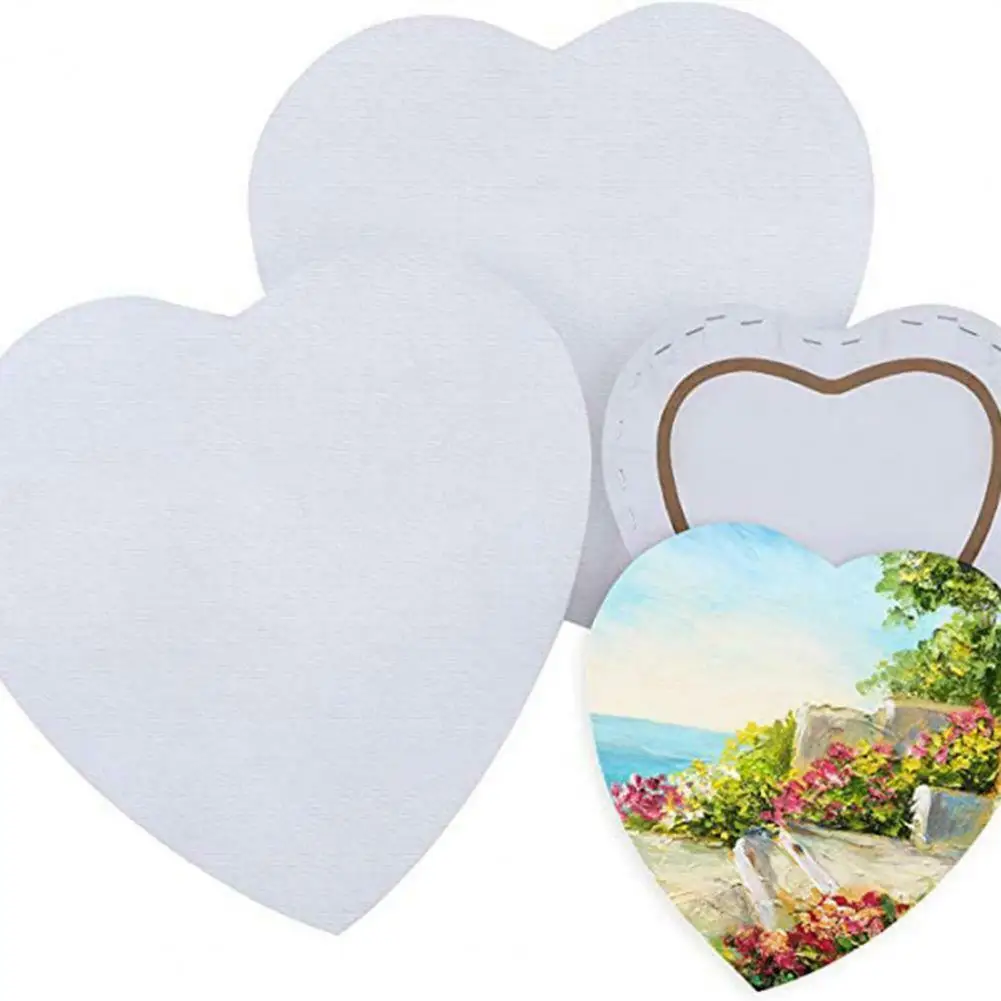 1pc White Blank Art Boards Heart Shaped Stretched Framed Artist Canvas For Oil Painting Acrylic Watercolor Oil Painting Board