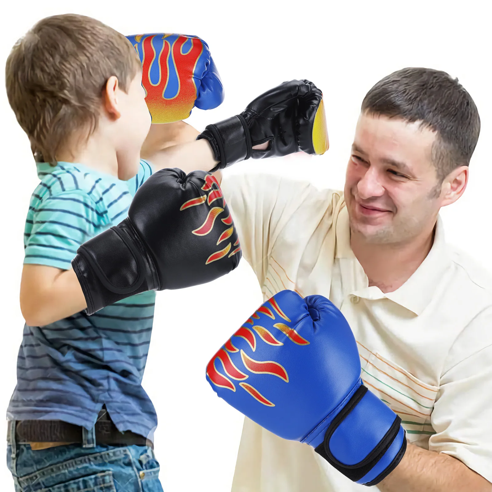 1 Pair Boxing Glove Leather Kickboxing Protective Glove Kids Children Punching Training Sanda Glove Sports Protection Supplies