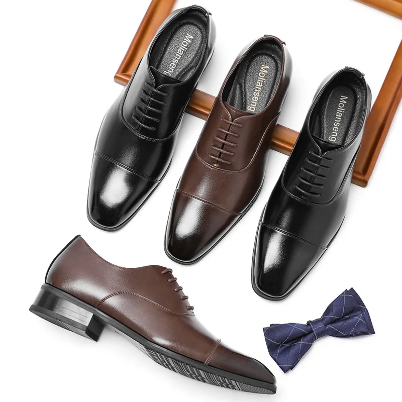 Alta qualidade clássico de negócios dos homens vestido sapatos moda elegante formal sapatos de casamento homens deslizamento em sapatos de