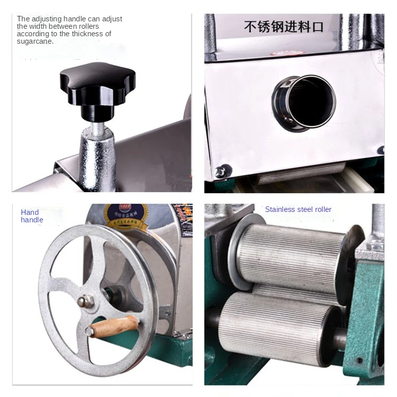 50kg/H Stainless Steel Manual Sugarcane Juicer Machine Commercial Separation Slag Juice Cane Squeezer Crusher Press NEW