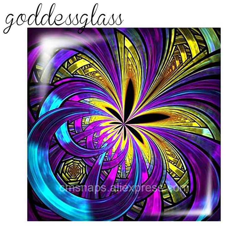 Colorful Rotated Patterns Flowers Bubbles Square 10pcs mixed 12mm/20mm/25mm/30mm photo glass cabochon flat back Making findings