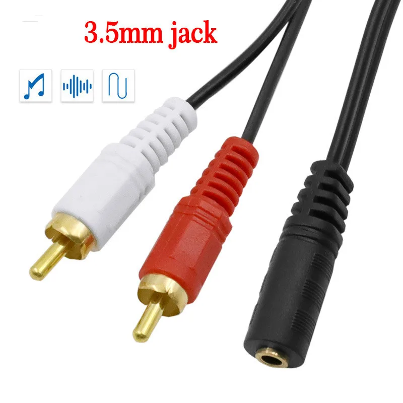 Câble de connexion pour haut-parleurs d'ordinateur, 3.5mm, Mother Go Touristors, Tête RCA, 2RCA, 3.5mm, Un câble audio synchronisé en deux