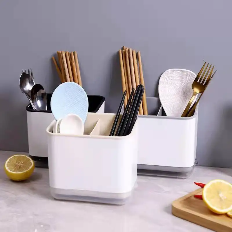 Double Layer Chopsticks Storage Rack Multifunctional Detachable Spoon Fork Knife Tableware Drain Holder Kitchen Organizer Shelf