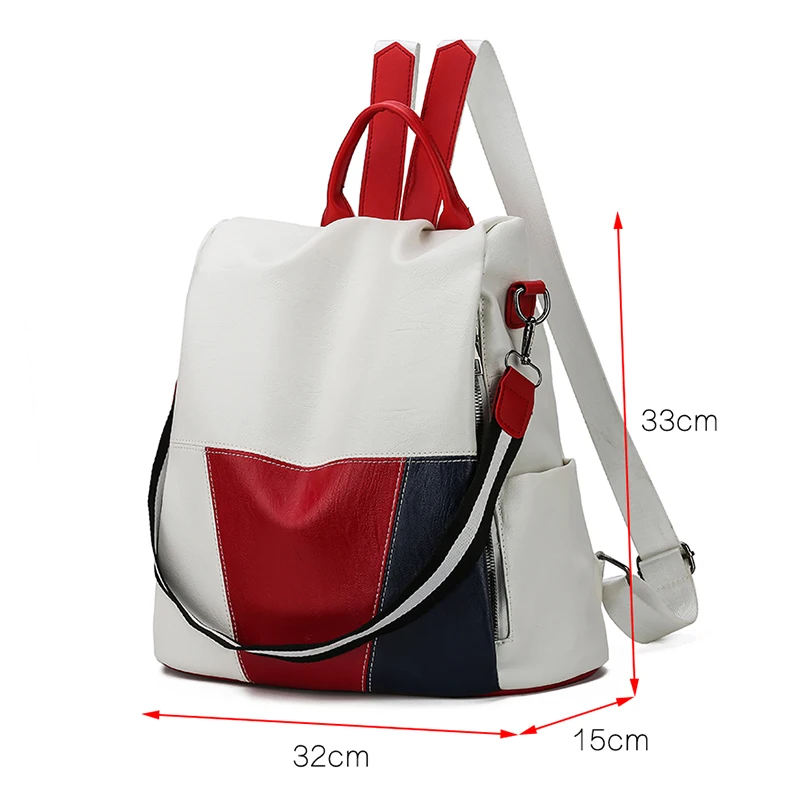 Multifunctional Backpack Women Leather Backpacks Female White School Bags For Teenage Girls Shoulder Bag Travel BackPack Mochila