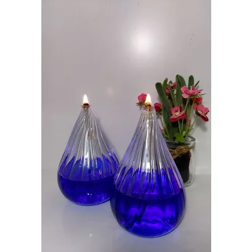 Viyale Store Tulip Carved Glass Oil Lamp Dual Set