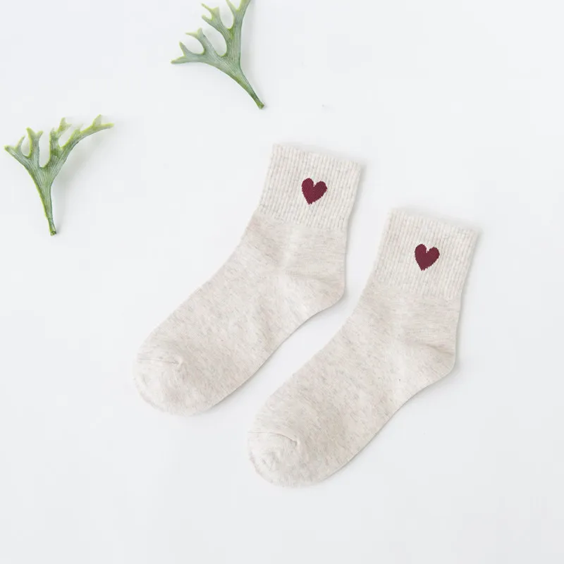 New Red Pink Heart Cute White Black Color socks Women Cotton Socks Japanese Autumn Short Socks Women Free size