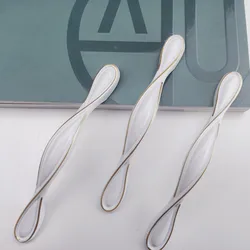 European Style Gold&White Cabinet Handles Solid Aluminum Alloy Kitchen Cupboard Pulls Drawer Furniture Handle Hardware